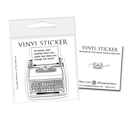 Words and Ideas Change the World Typewriter Vinyl Sticker